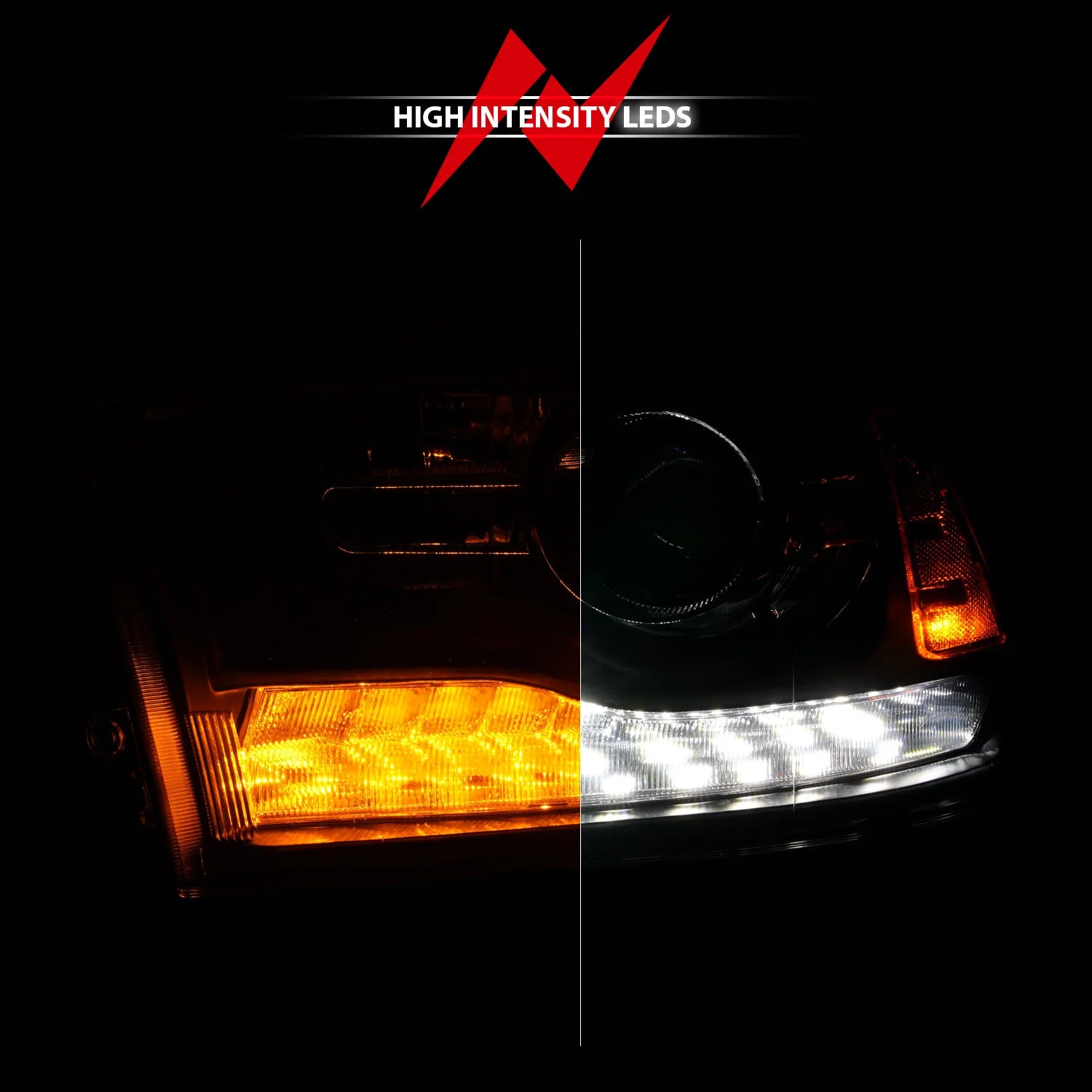 Anzo 111609 Black Switchback LED Plank Style Projector Headlights (2010-2018 6.7L Cummins,