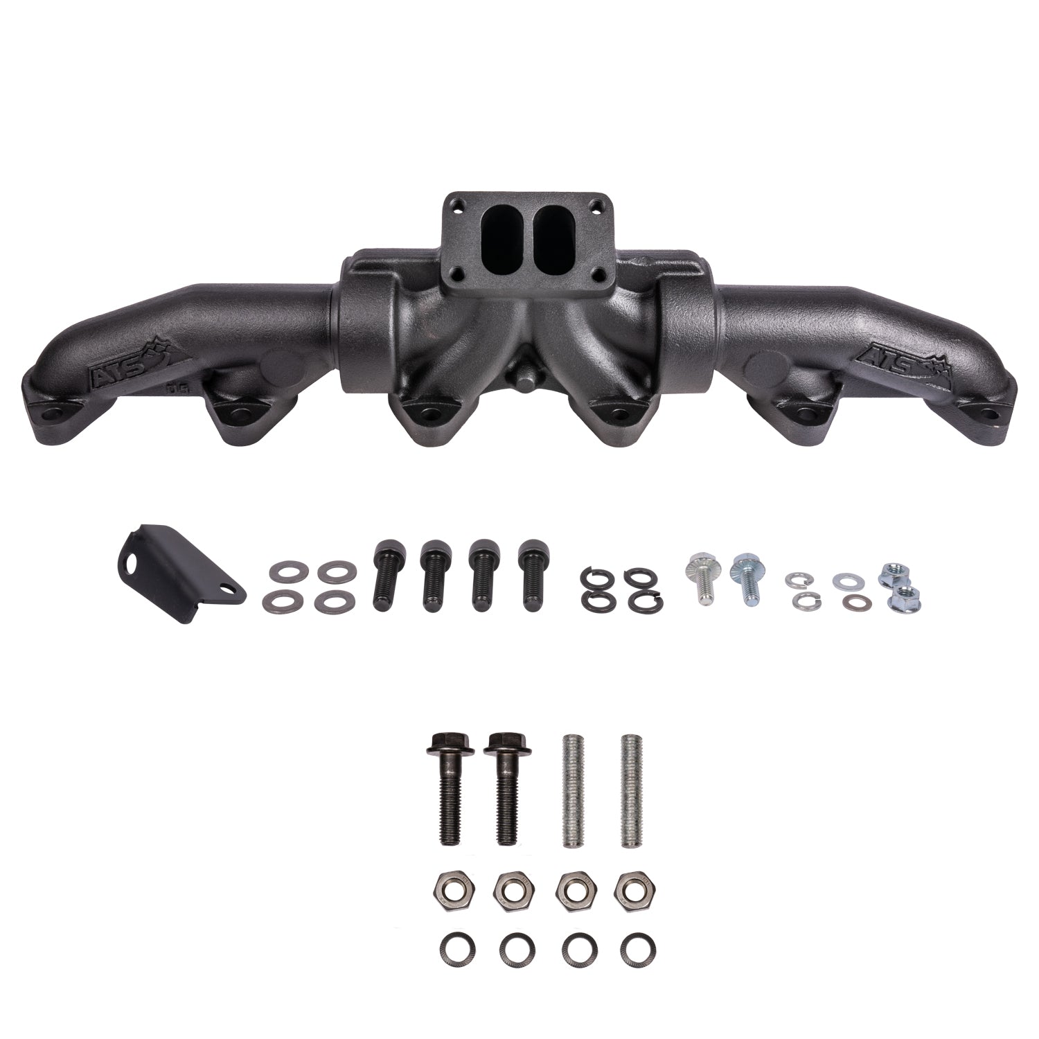 ATS 204-910-2164 Pulse Flow Exhaust Manifold Kit Fits 94-Early 1998 5.9L Cummins 3-Pc T3 With Turbo Flange Hardware