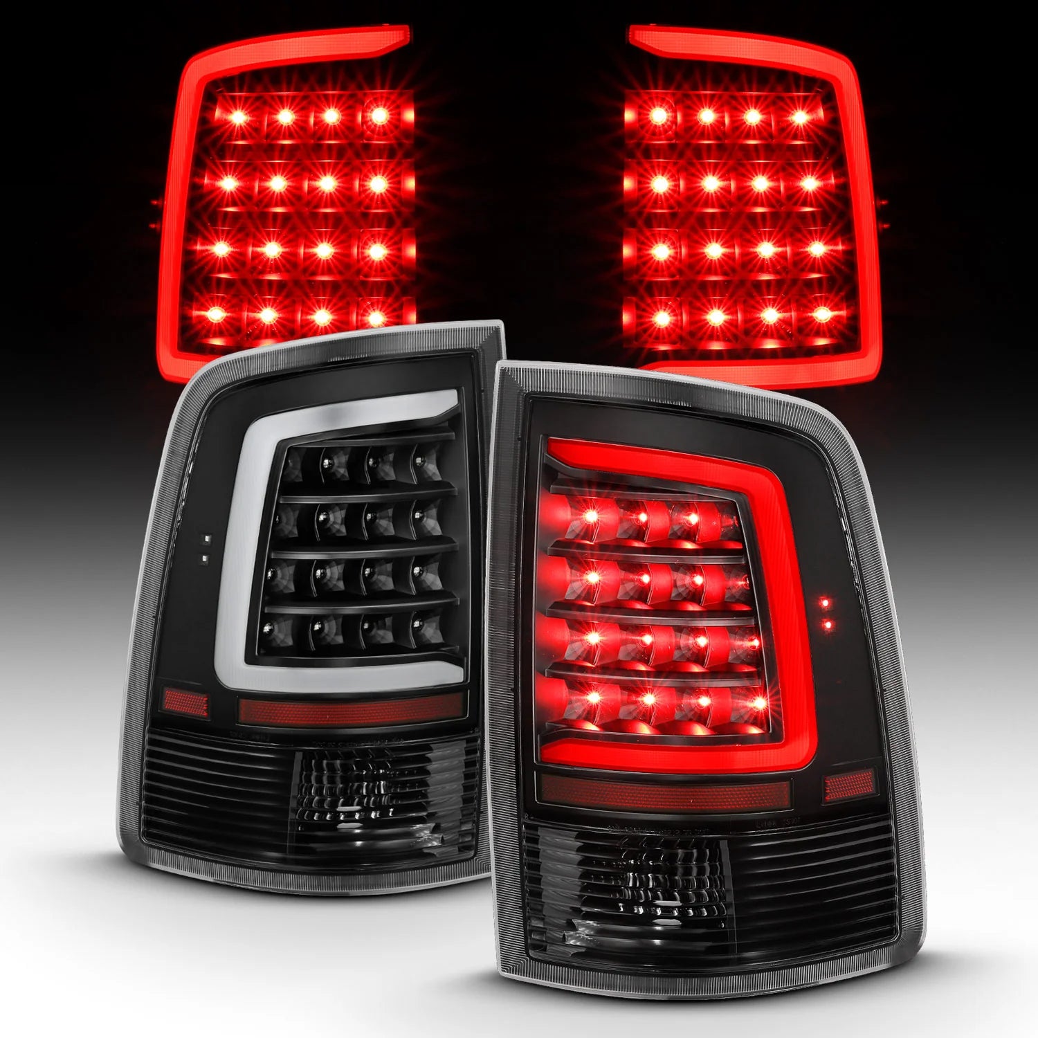 Anzo 311318 Black Plank Style LED Tail Lights (2010-2018 6.7L Cummins, 2014-2018 3.0L EcoDiesel)