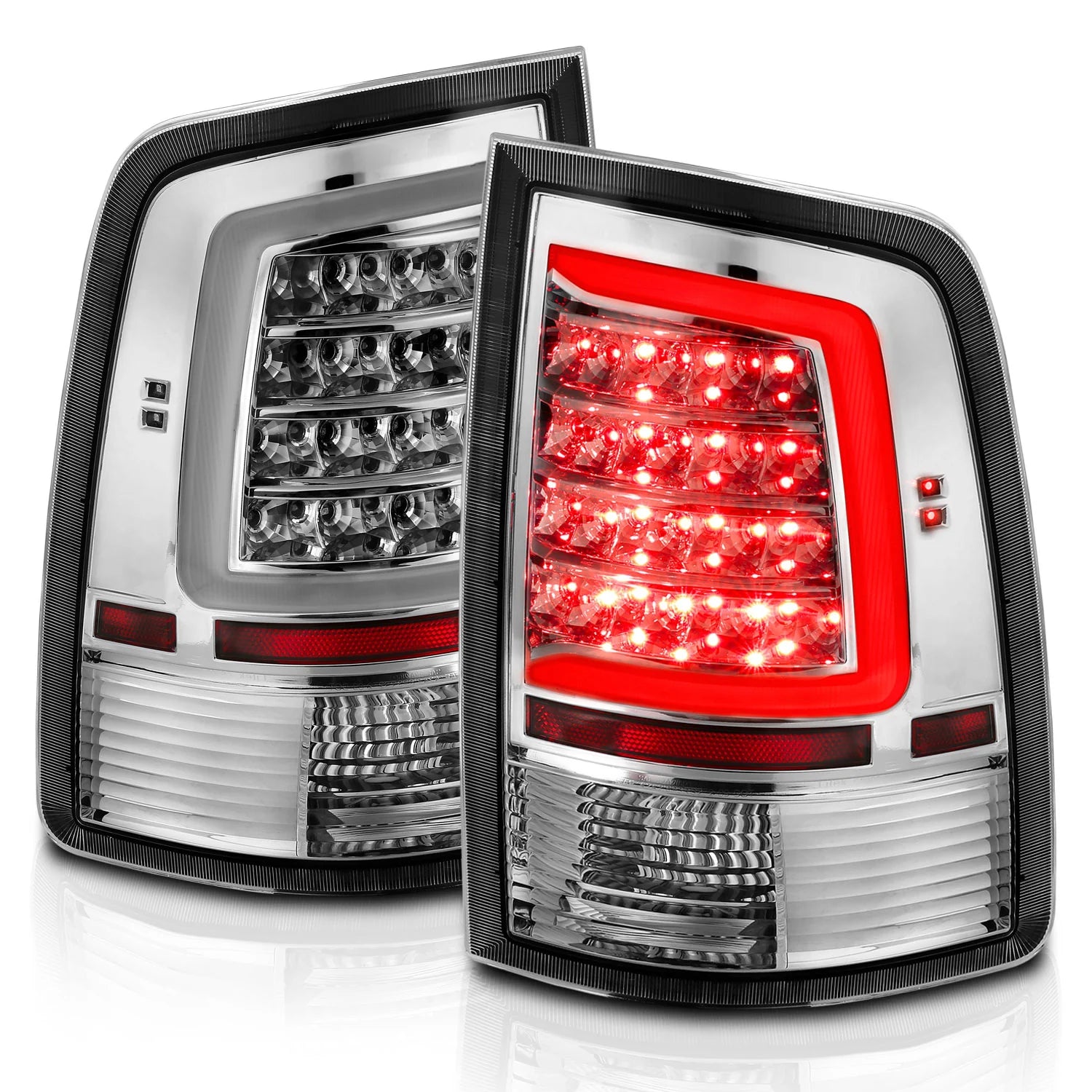 Anzo 311320 Chrome Plank Style LED Tail Lights (2010-2018 6.7L Cummins, 2014-2018 3.0L EcoDiesel)