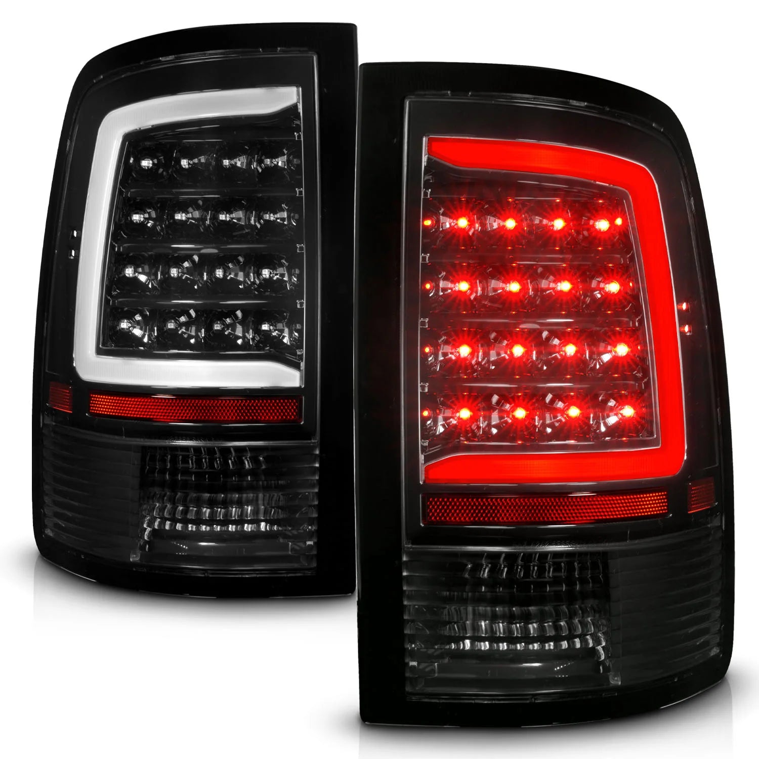 Anzo 311452 Black LED Tail Lights With Sequential Turn Signal (2010-2018 6.7L Cummins, 2014-2019 3.0L EcoDiesel)
