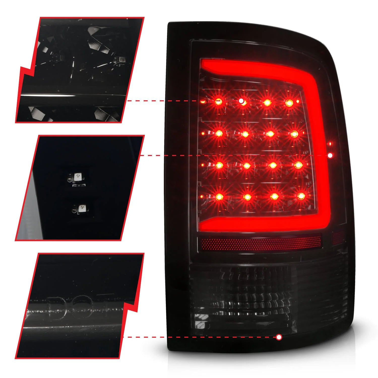 Anzo 311453 Smoked LED Tail Lights With Sequential Turn Signal (2010-2018 6.7L Cummins, 2014-2018 3.0L EcoDiesel)