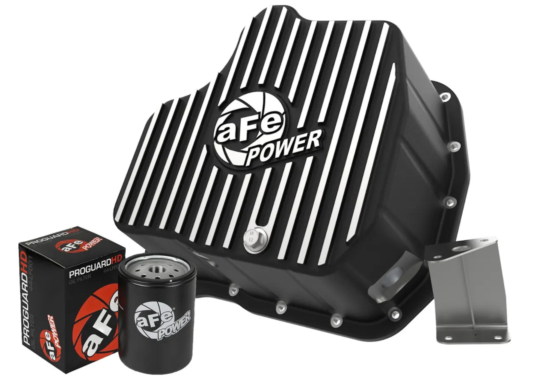 AFE AFE 46-71080B Street Series Deep Engine Oil Pan (Black & Milled) - Diesel Performance Part