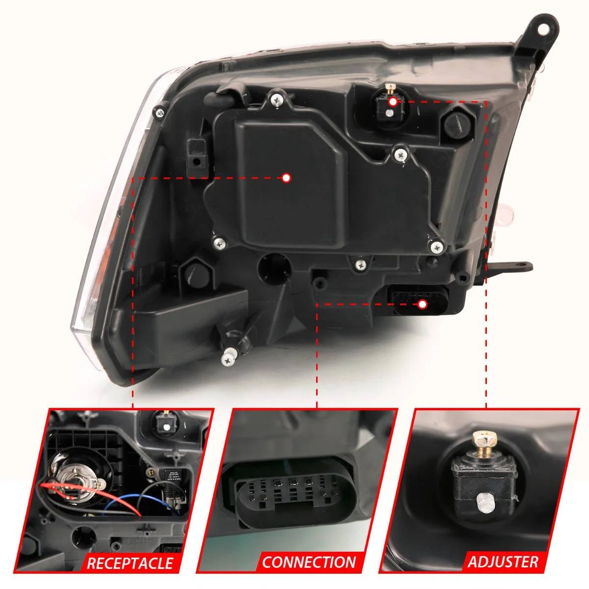 Anzo 111439 Black Plank Style Switchback Projector Headlights W/ Halo (2010-2018 6.7L Cummins, 2014-2018 3.0L EcoDiesel) - Southern Diesel Supply