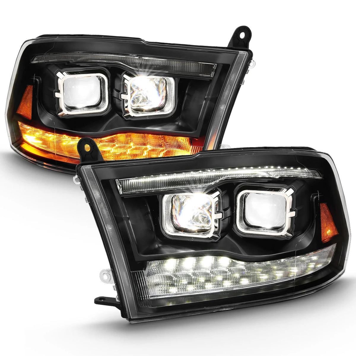 Anzo 111464 Black Switchback Dual LED Projector Headlights (2010-2018 6.7L Cummins, 2014-2018 3.0L EcoDiesel) - Southern Diesel Supply
