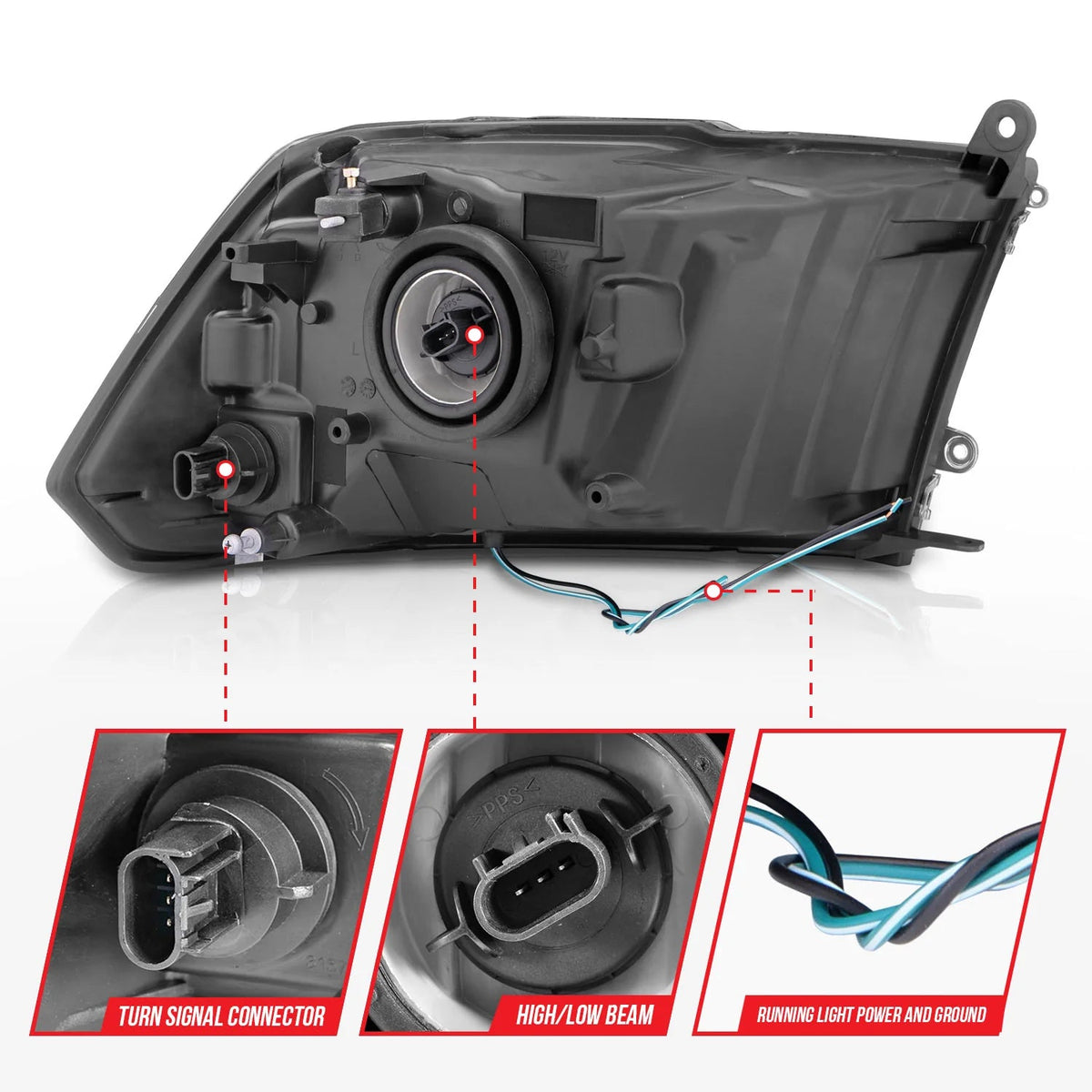 Anzo 111516 Chrome Crystal Headlights With LED Plank Light Bar (2010-2018 6.7L Cummins, 2014-2018 3.0L EcoDiesel) - Southern Diesel Supply
