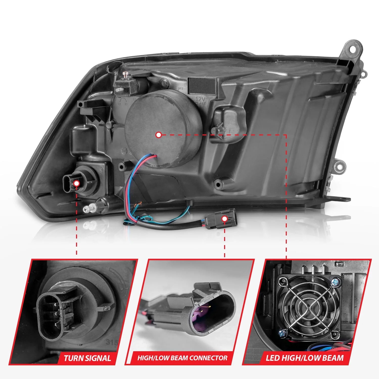 Anzo 111539 Black Plank Style Projector Headlights (2010-2018 6.7L Cummins, 2014-2018 3.0L EcoDiesel) - Southern Diesel Supply