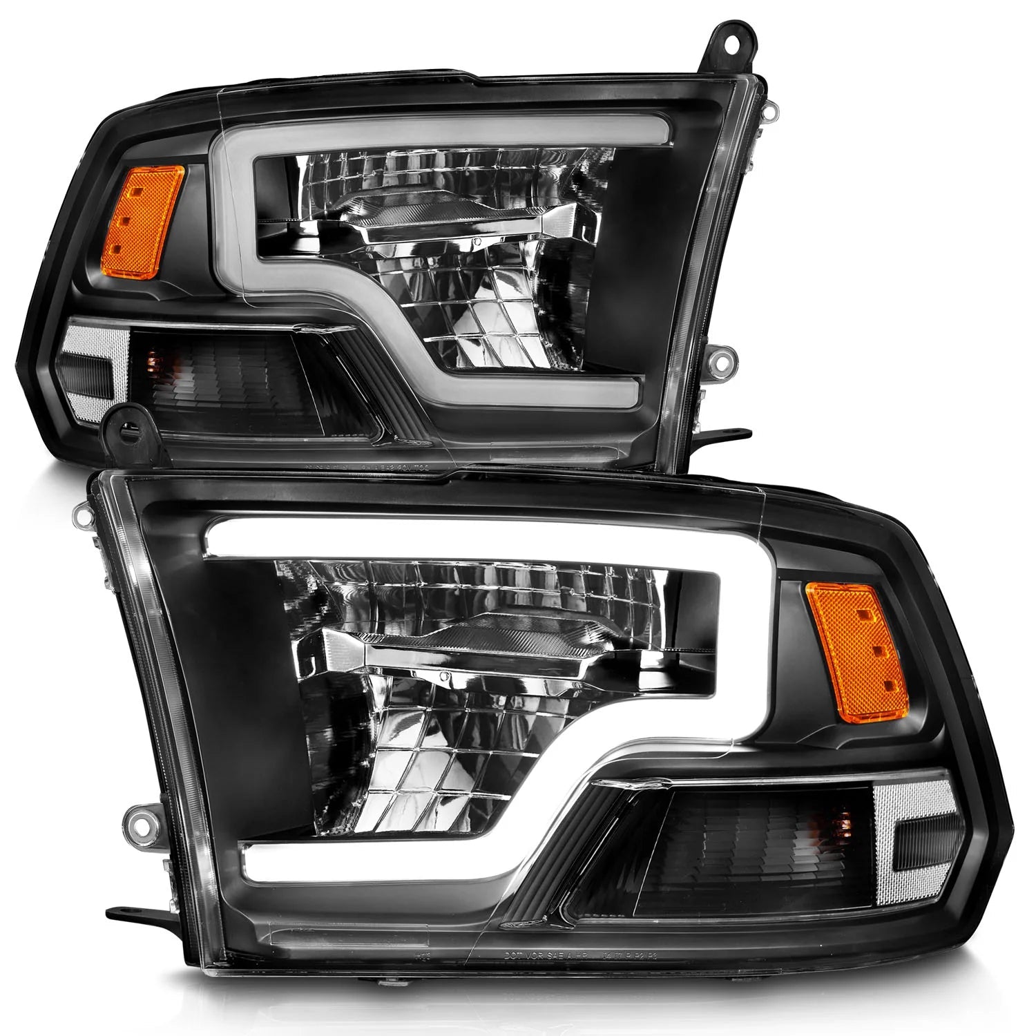 Anzo 111539 Black Plank Style Projector Headlights (2010-2018 6.7L Cummins, 2014-2018 3.0L EcoDiesel) - Southern Diesel Supply
