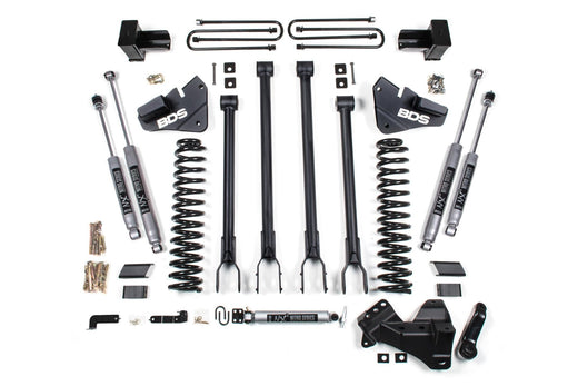 BDS Suspension 4 Inch Lift Kit w/ 4-Link (2017-2019 6.7L Powerstroke DRW, 4WD)