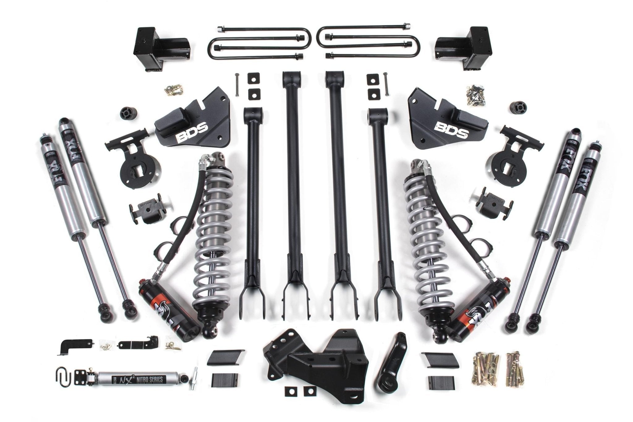 BDS Suspension 4 Inch Lift Kit w/ 4 - Link FOX 2.5 Performance Elite Coil - Over Conversion (2017 - 2019 Powerstroke DRW 4WD) - Southern Diesel Supply