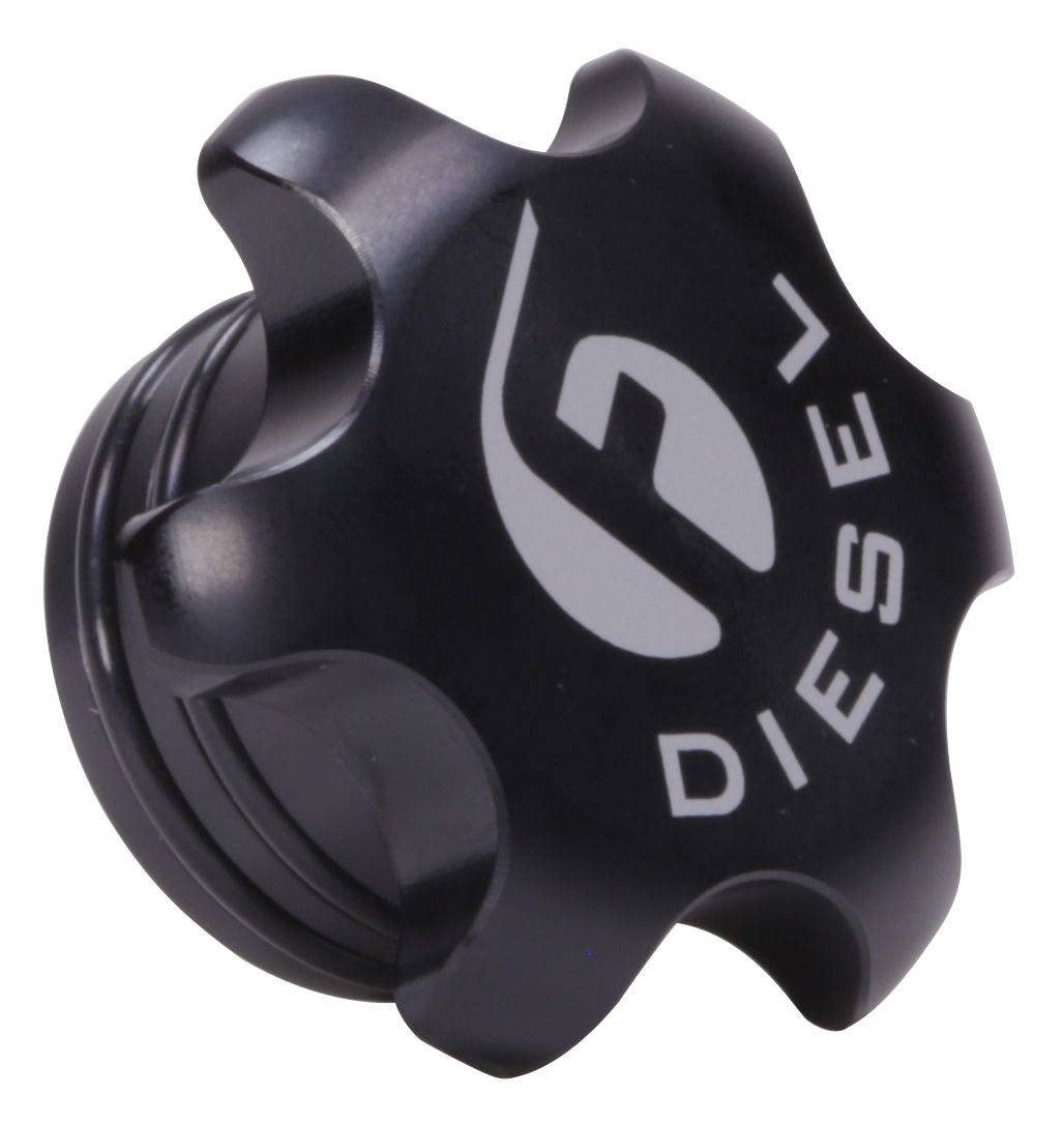 Fleece Performance Engineering | Fleece FPE - FC - 1316 - BLK Black Anodized Billet Fuel Cap (2013 - 2018 3.0L Cummins) | Fuel System - Southern Diesel Supply