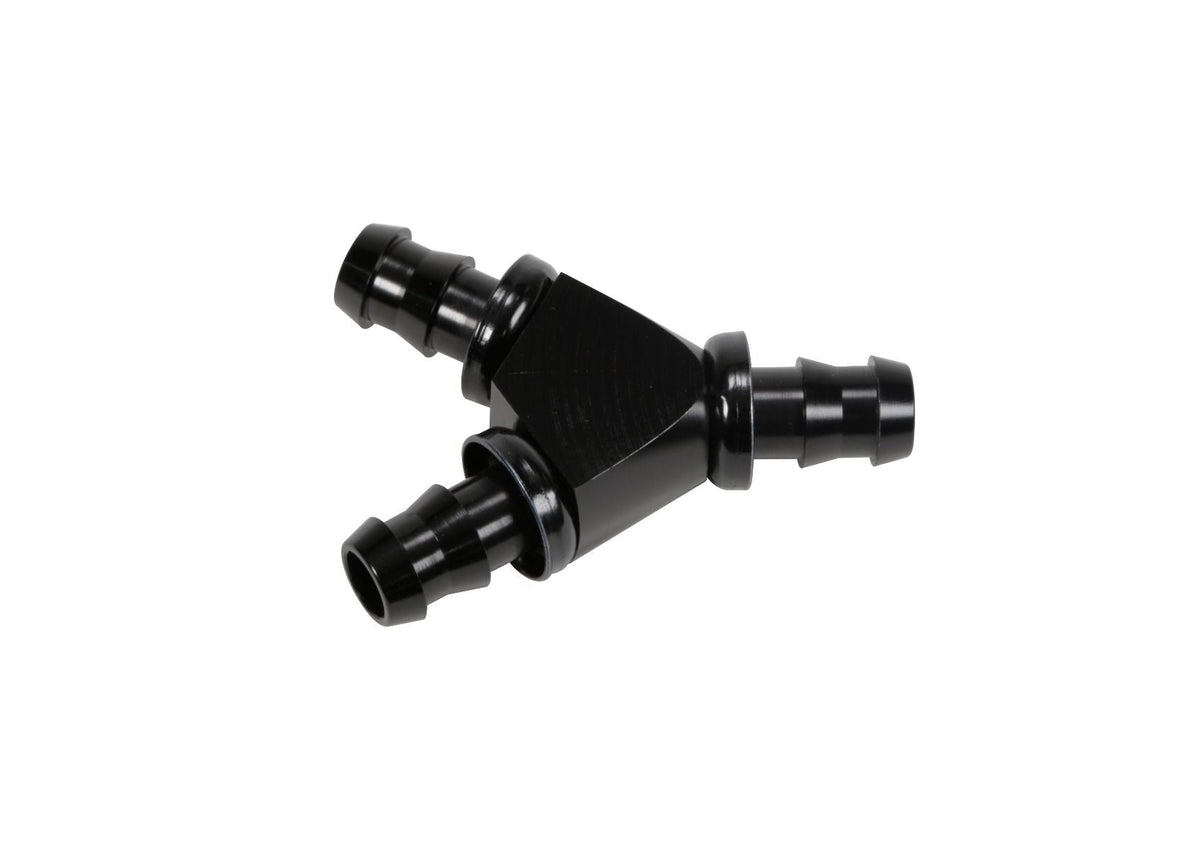 Fleece Performance Engineering FPE-FIT-Y08-BLK 1/2 Inch Black Anodized Aluminum Y Barbed Fitting (For -8 Pushlock Hose) - Southern Diesel Supply