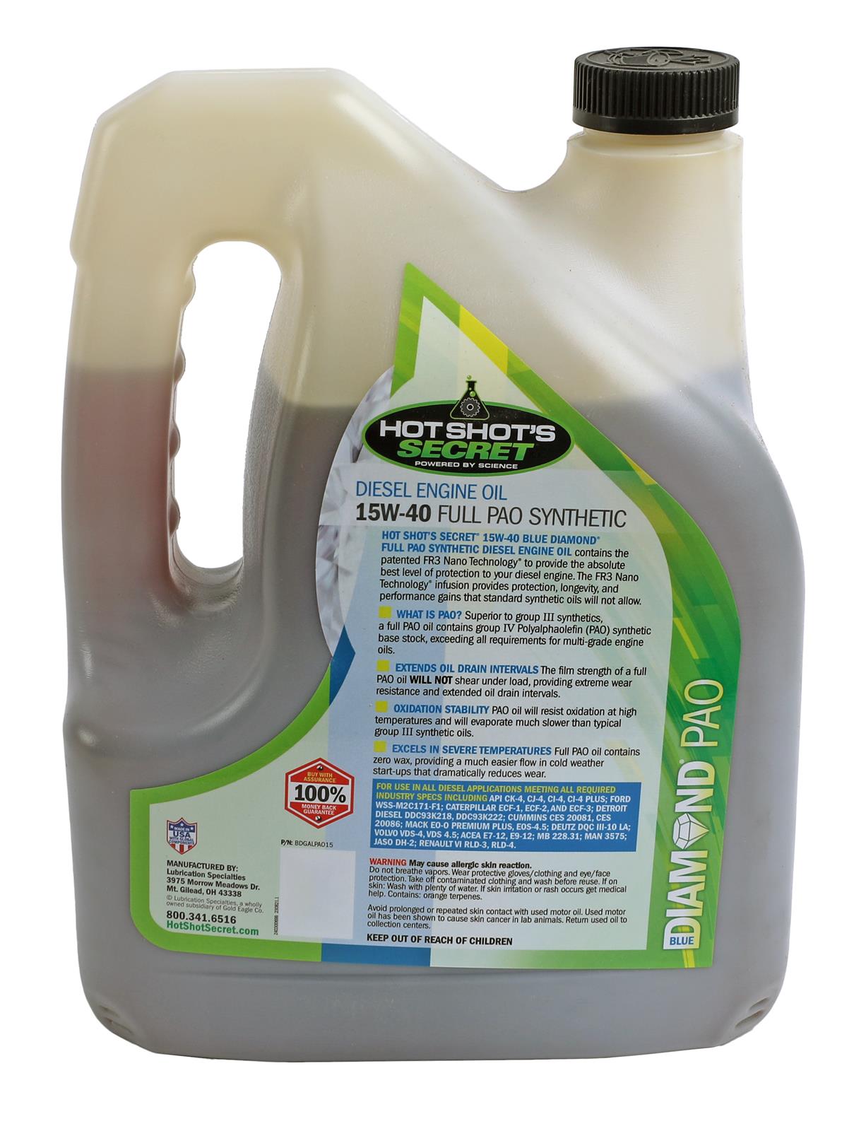 Hot Shot's Secret Blue Diamond 15W - 40 Full Synthetic CK - 4 Engine Oil (1 Gal) - Southern Diesel Supply