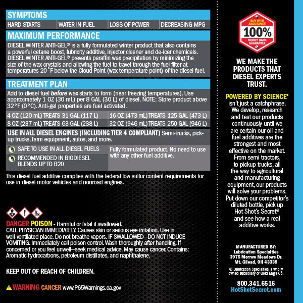 Hot Shot's Secret Diesel Winter Anti - Gel Fuel Additive - Southern Diesel Supply