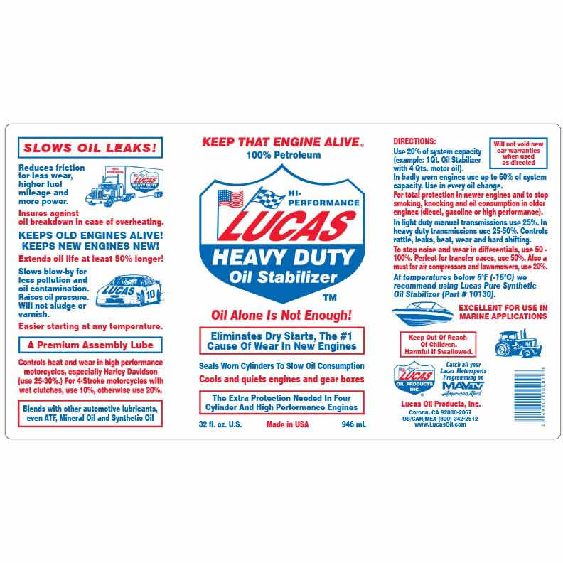 Lucas Oil 10001 Heavy Duty Oil Stabilizer - Southern Diesel Supply