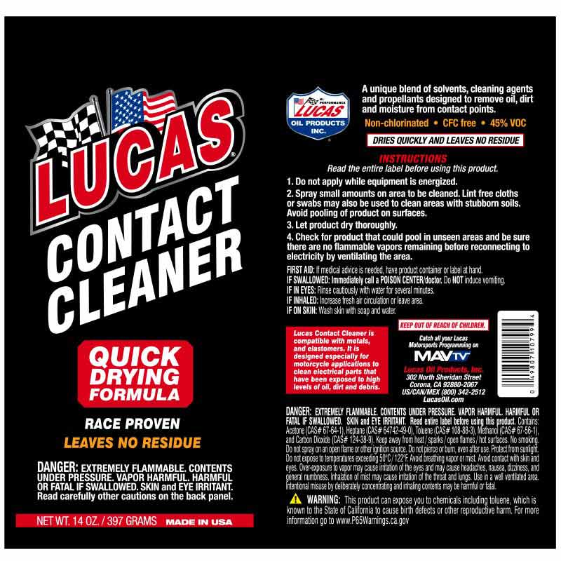 Lucas Oil 10799 Contact Cleaner - Southern Diesel Supply