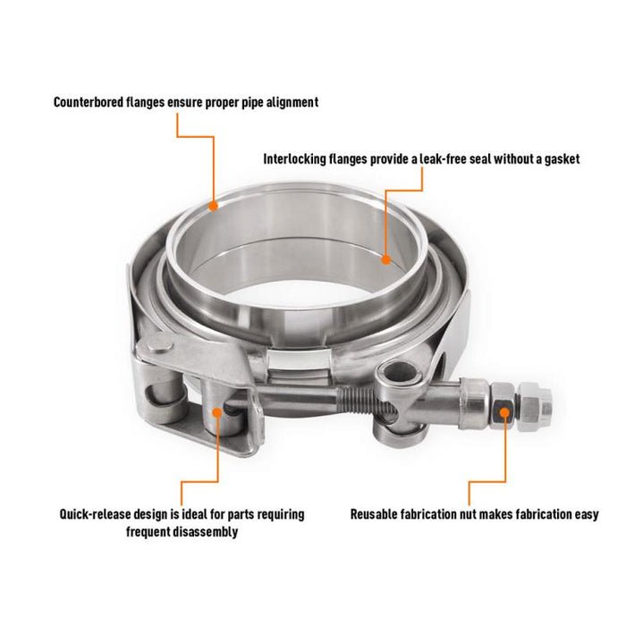 Mishimoto MMCLAMP - VS Stainless V - Band Clamp With Flange - Southern Diesel Supply