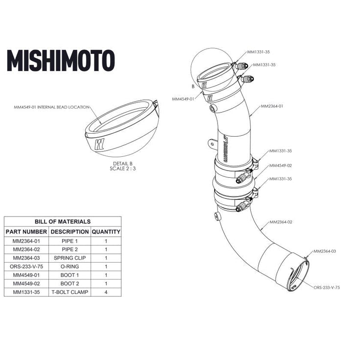 Mishimoto MMICP - DMAX - 17C Cold - Side Intercooler Pipe & Boot Kit (2017 - 2019 Duramax) - Southern Diesel Supply