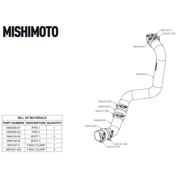 Mishimoto MMICP - DMAX - 17H Hot - Side Black Intercooler Pipe & Boot Kit (2017 - 2019 Duramax) - Southern Diesel Supply