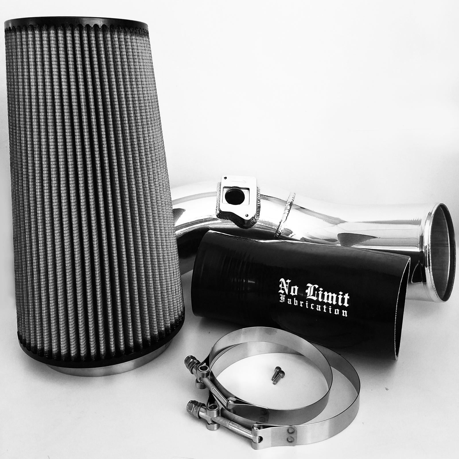 No Limit Fabrication 6.0 Cold Air Intake 03 - 07 Ford Super Duty Power Stroke Polished Dry Filter No Limit Fabrication - Southern Diesel Supply