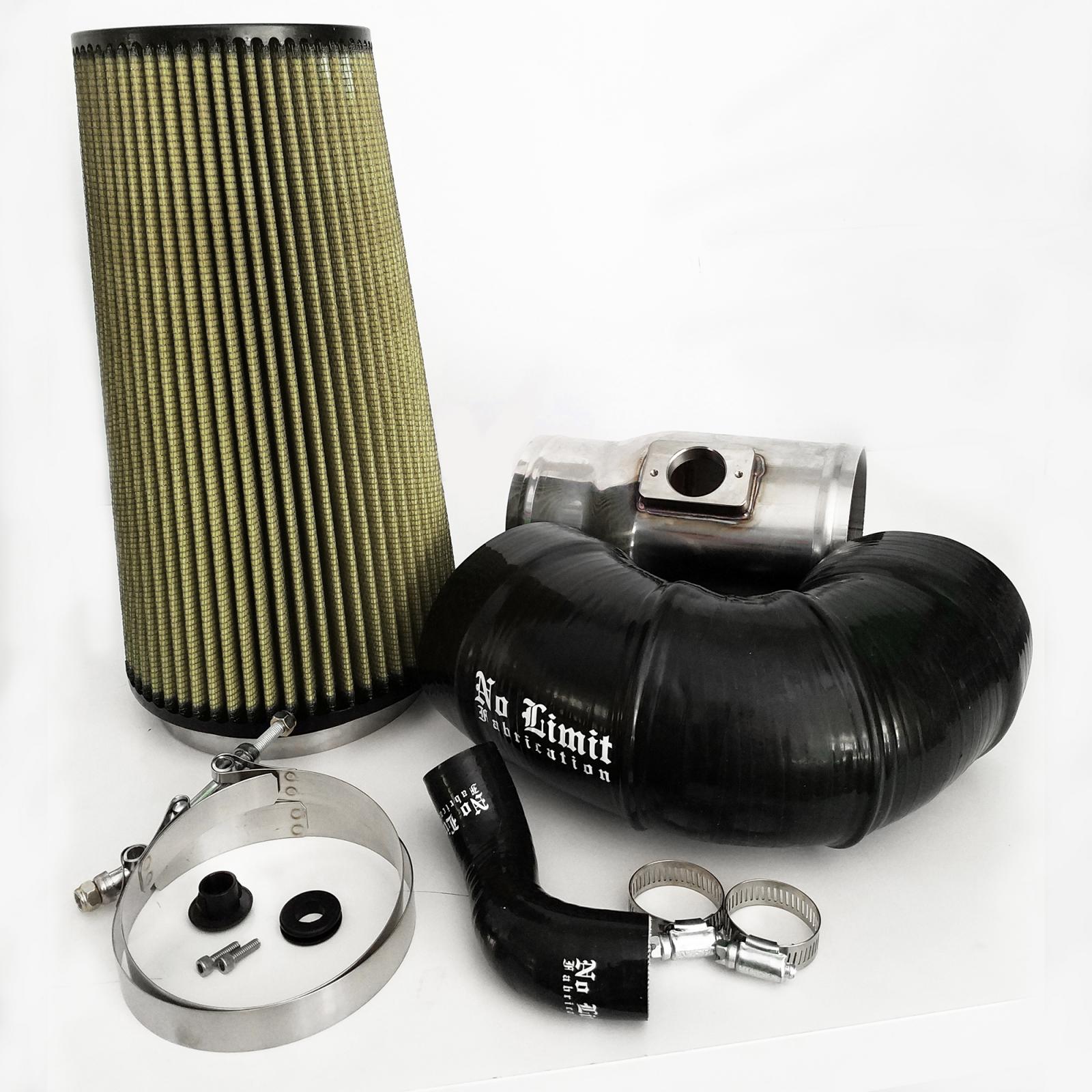 No Limit Fabrication 6.4 Cold Air Intake 08 - 10 Ford Super Duty Power Stroke Polished PG7 Filter for Mod Turbo 5.5 Inch Inlet No Limit Fabrication - Southern Diesel Supply