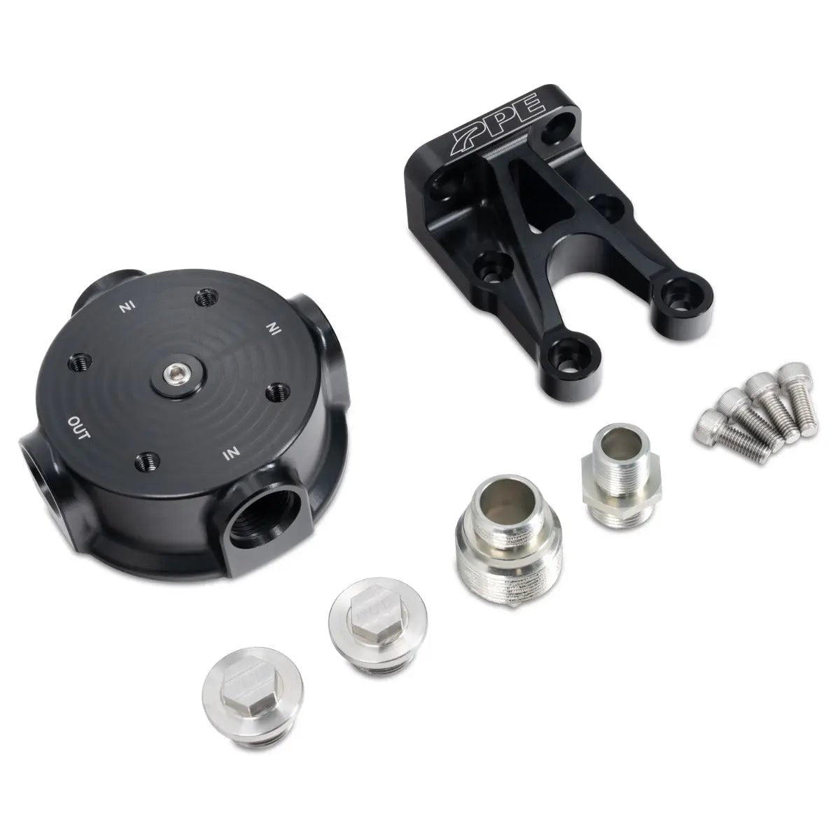 PPE 114002100 Aluminum Billet Remote Oil Filter Mount Kit (2001 - 2019 Duramax) - Southern Diesel Supply