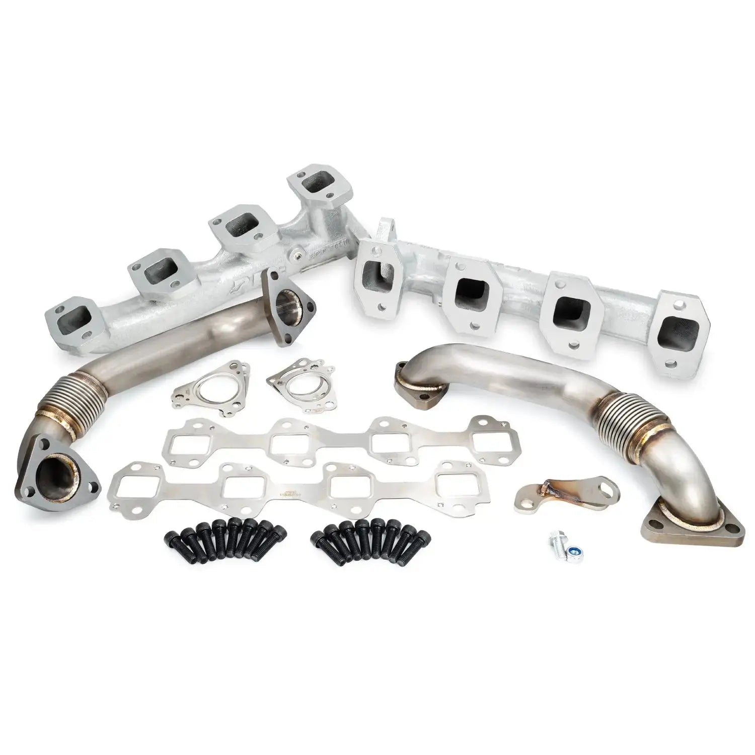 PPE 116111000 High - Flow Exhaust Manifolds with Up - Pipes (2001 - 2004 Duramax) - Southern Diesel Supply