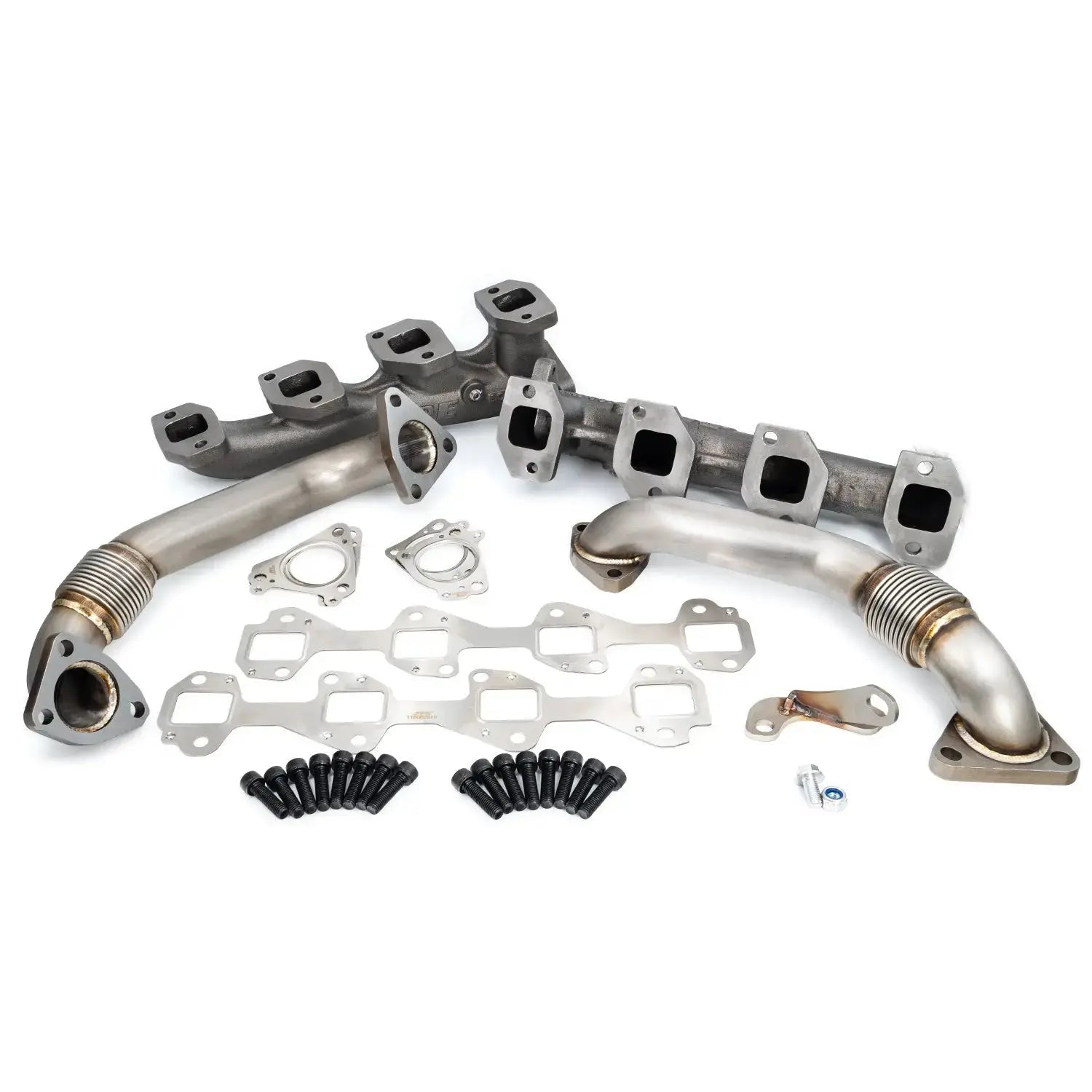 PPE 116111000 High - Flow Exhaust Manifolds with Up - Pipes (2001 - 2004 Duramax) - Southern Diesel Supply