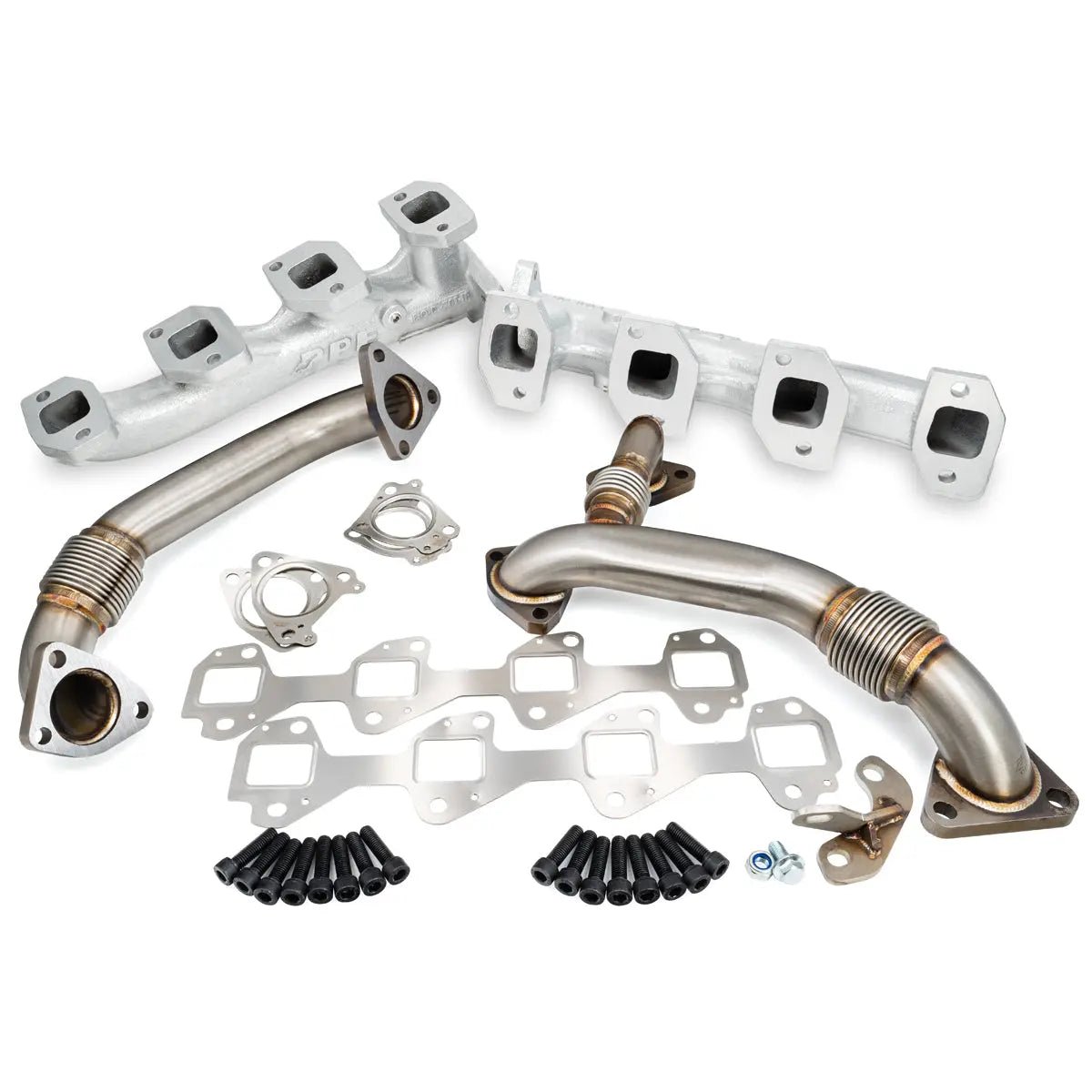PPE 116111400 High - Flow Exhaust Manifolds with Up - Pipes (2004.5 - 2005 Duramax) - Southern Diesel Supply