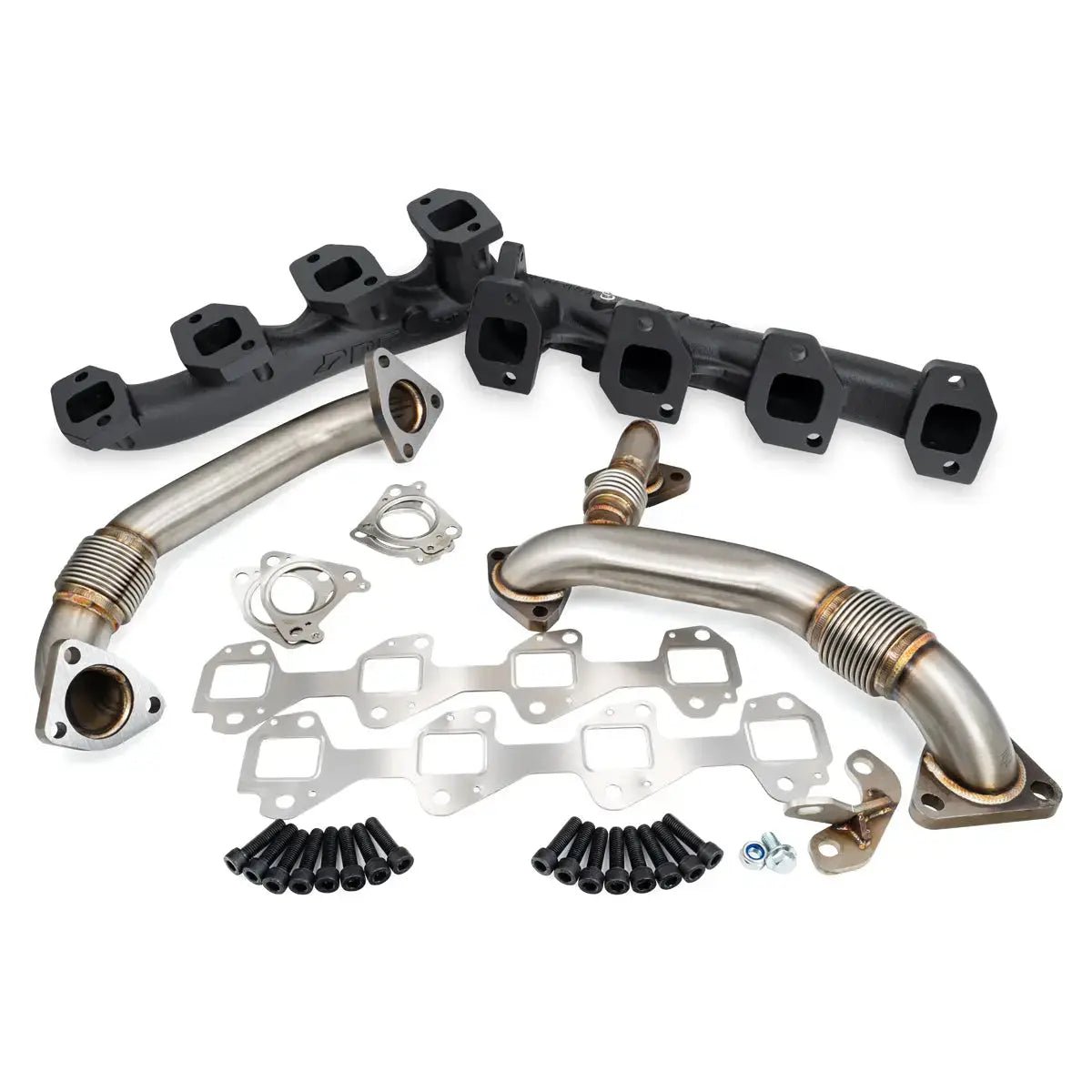 PPE 116111400 High - Flow Exhaust Manifolds with Up - Pipes (2004.5 - 2005 Duramax) - Southern Diesel Supply