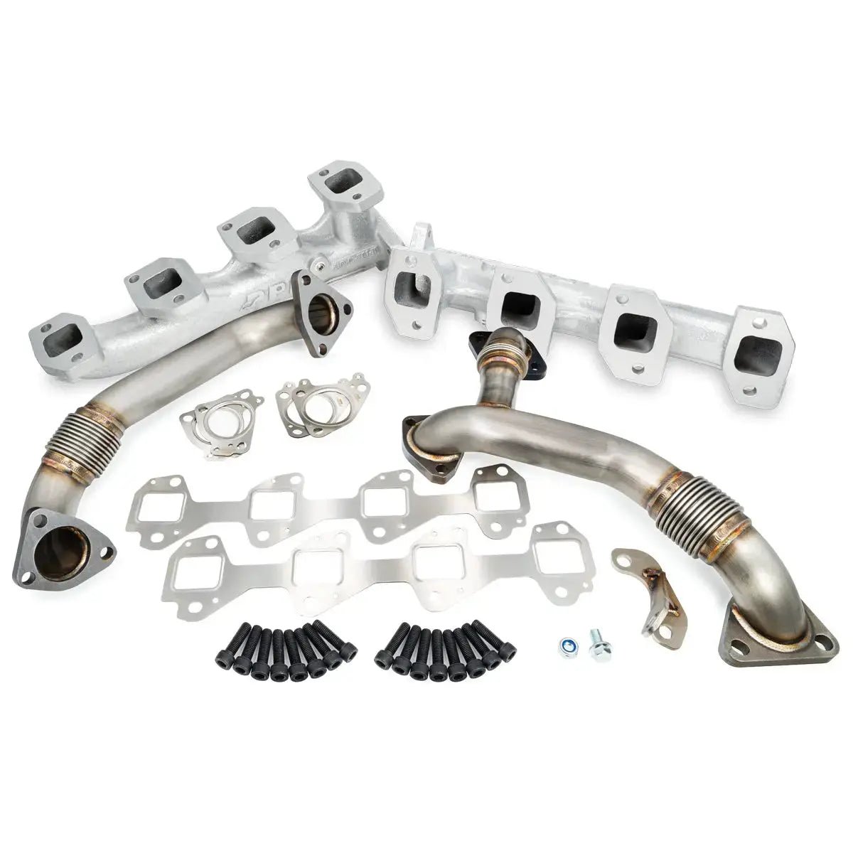 PPE 116111600 High - Flow Exhaust Manifolds with Up - Pipes (2006 - 2007 Duramax) - Southern Diesel Supply