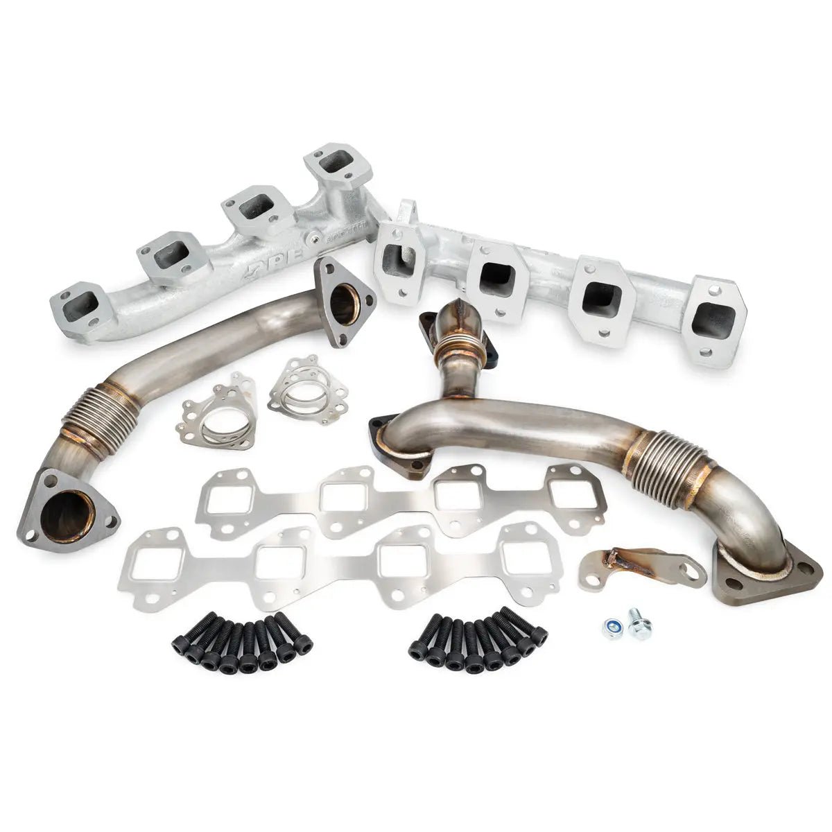 PPE 116111800 High - Flow Exhaust Manifolds with Up - Pipes (2007.5 - 2010 Duramax) - Southern Diesel Supply