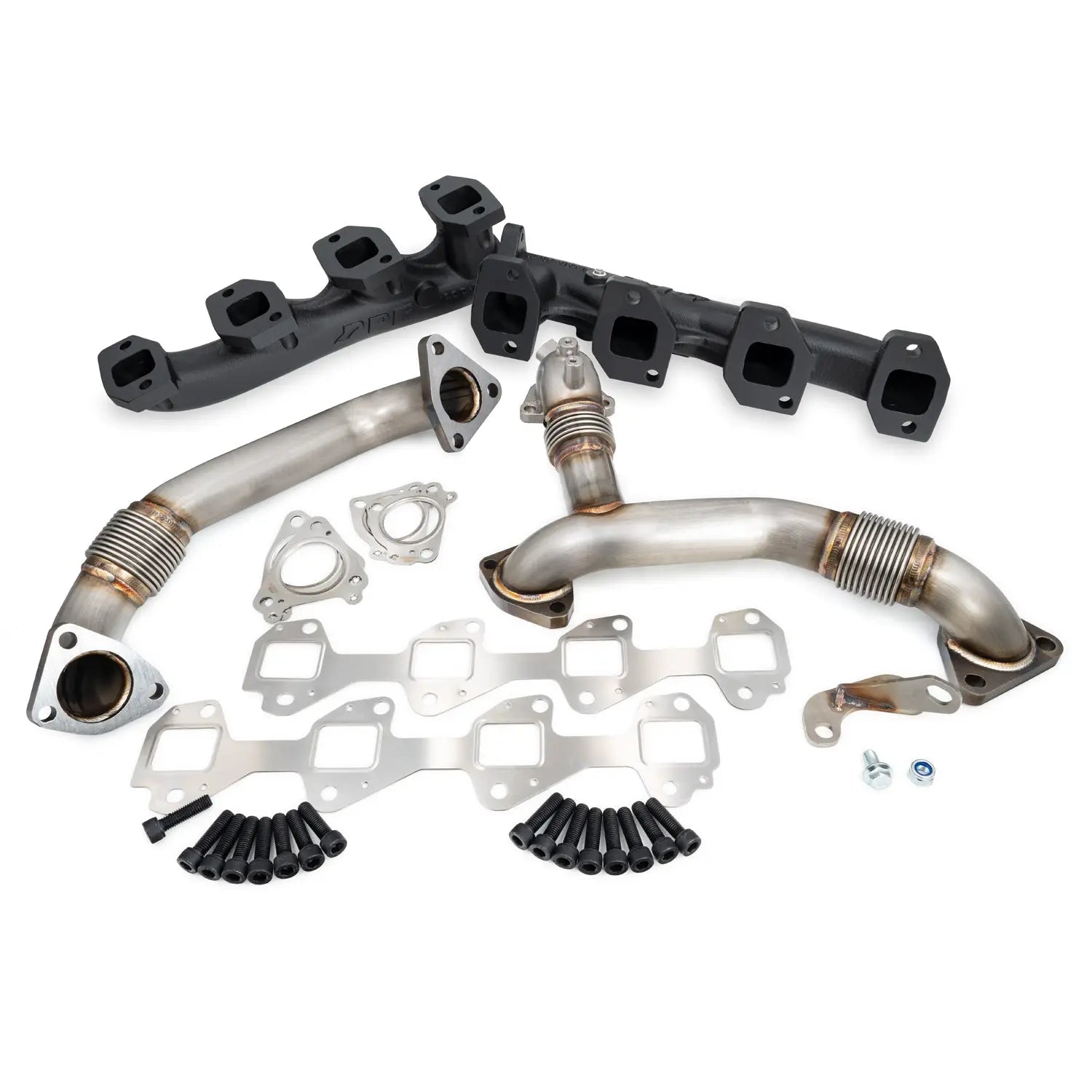 PPE 116112000 High - Flow Exhaust Manifolds with Up - Pipes (2011 - 2016 Duramax) - Southern Diesel Supply