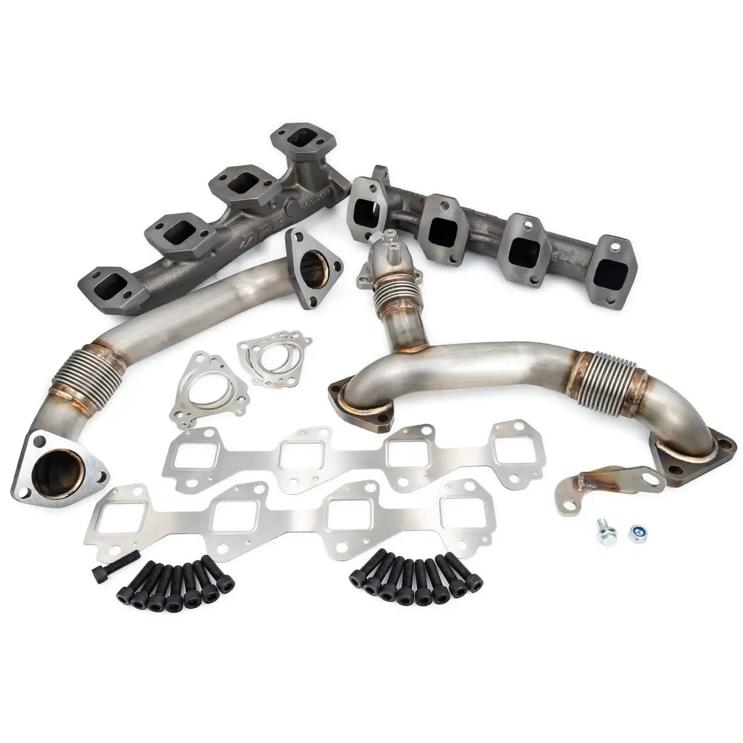 PPE 116112000 High - Flow Exhaust Manifolds with Up - Pipes (2011 - 2016 Duramax) - Southern Diesel Supply