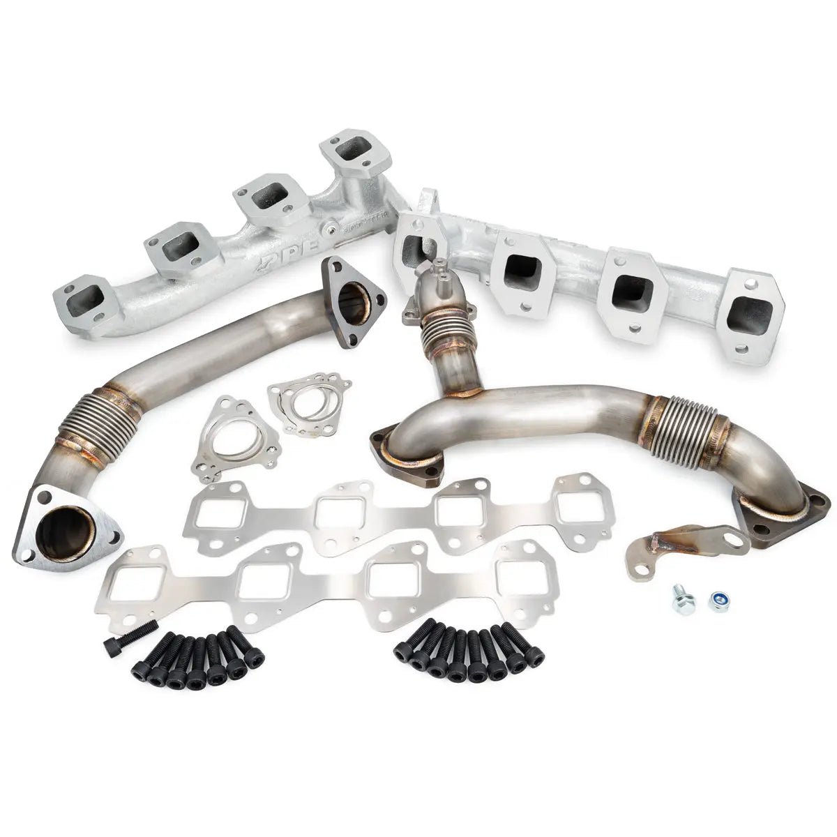 PPE 116112000 High - Flow Exhaust Manifolds with Up - Pipes (2011 - 2016 Duramax) - Southern Diesel Supply
