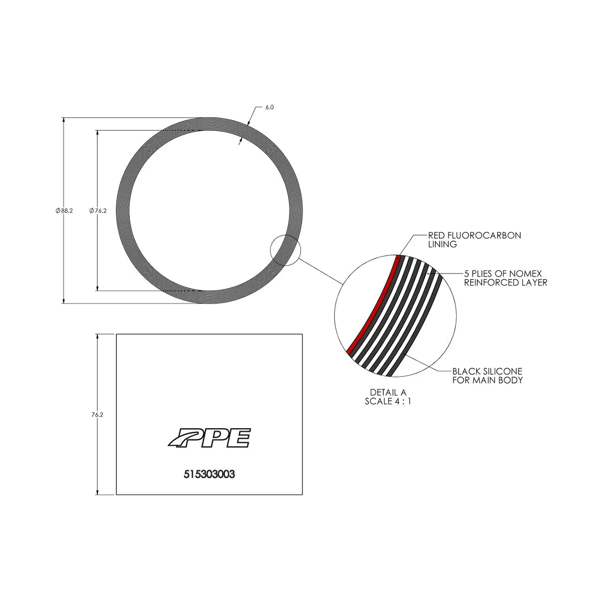 PPE 515303003 3" Silicone Coupler - Southern Diesel Supply