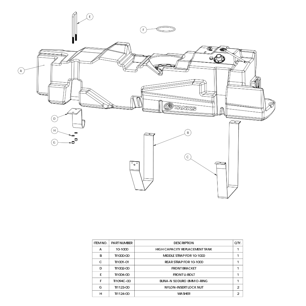 S&B 10-1000 56 Gallon Replacement Fuel Tank (2011-2016 Ford Powerstroke 6.7L Crew Cab Short Bed) - Southern Diesel Supply