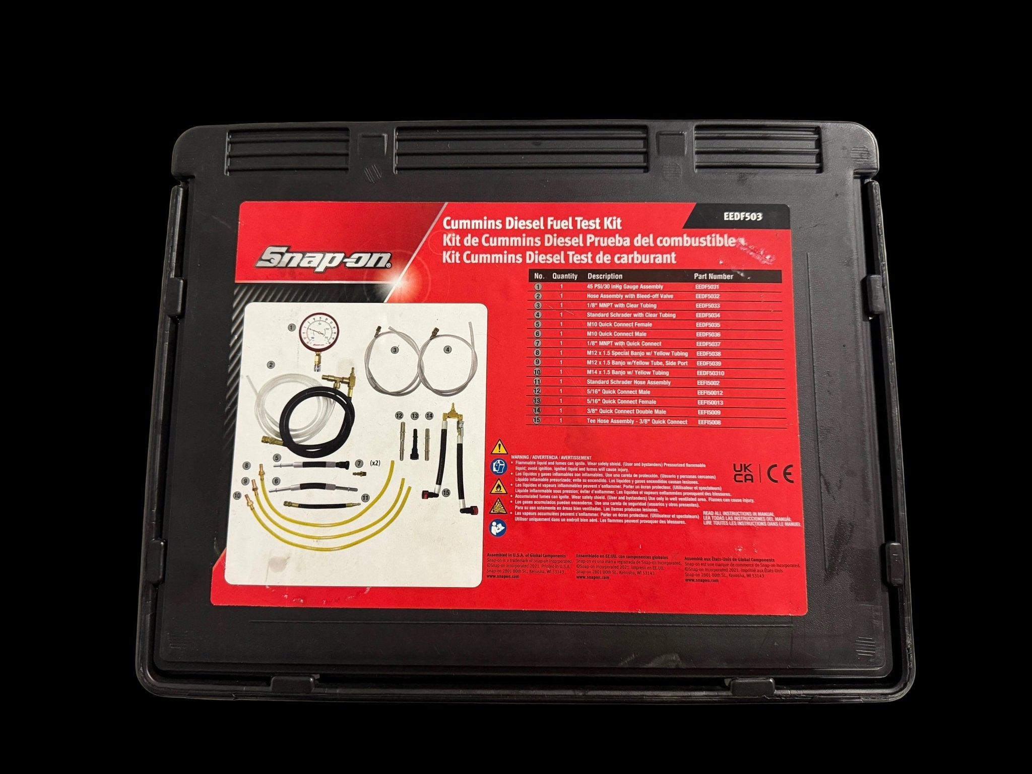 Snap-On Cummins® Engine Diesel Fuel Pressure Test Kit - EEDF503 - Southern Diesel Supply