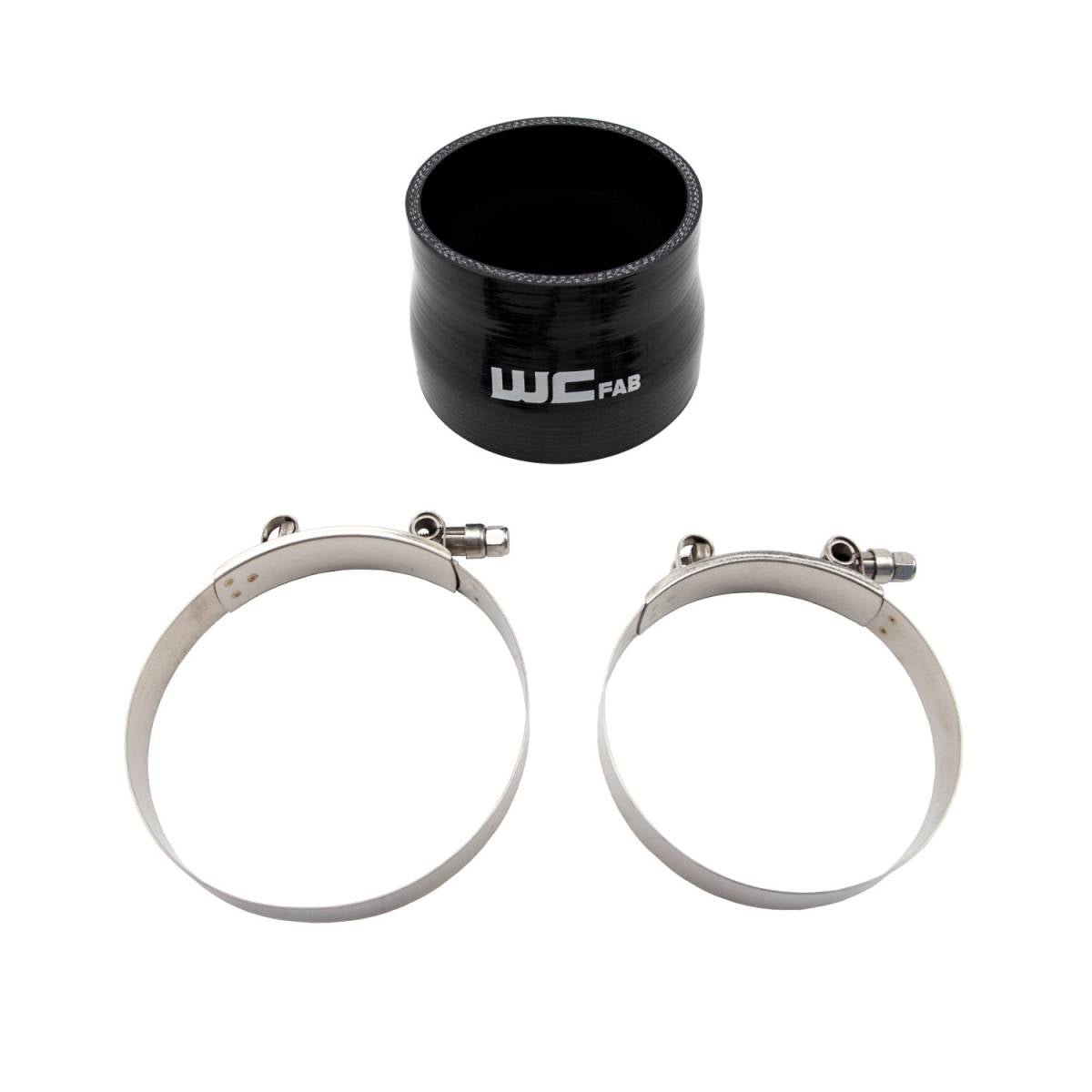 WCFab WCF207 - 106 3.5" X 4" ID Straight Reducer X 3" Long Silicone Boot And Clamp Kit - Southern Diesel Supply